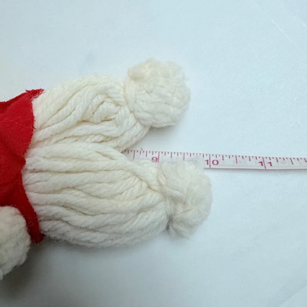 Vintage Christmas Yarn Doll Santa Ornament Red Felt Made in Japan Mid Century